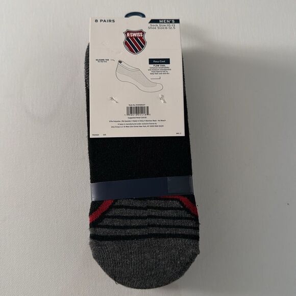 Kswiss Socks Mens Black 8 Pack No Show - Picture 2 of 2